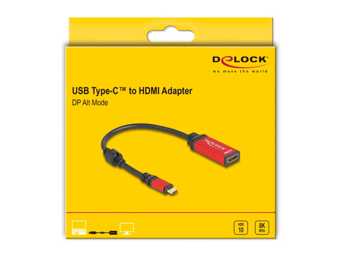 DeLOCK USB-C zu HDMI Adapter – 8K (7680 × 4320) @ 60 Hz, DisplayPort 1.4 (DP Alt Mode), 0,2 m, HDR10