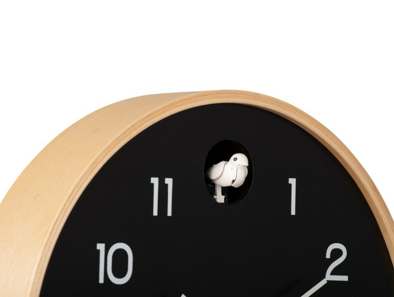 Karlsson Natural Cuckoo – Analoge Uhr, Birkenholz, Schwarz