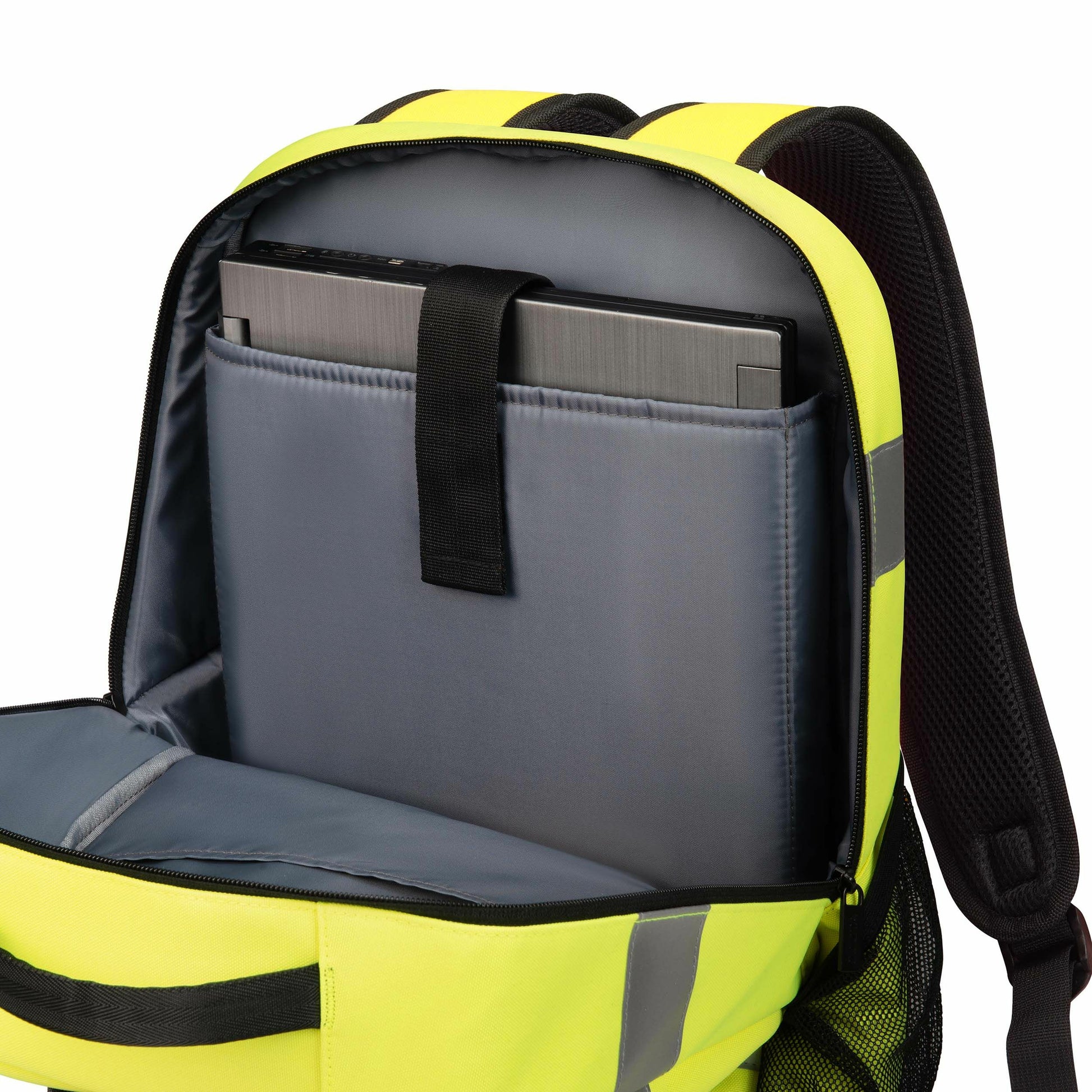 DICOTA Notebook-Rucksack – 24 l, rPET, Gelb/Schwarz, Reflektierende Elemente