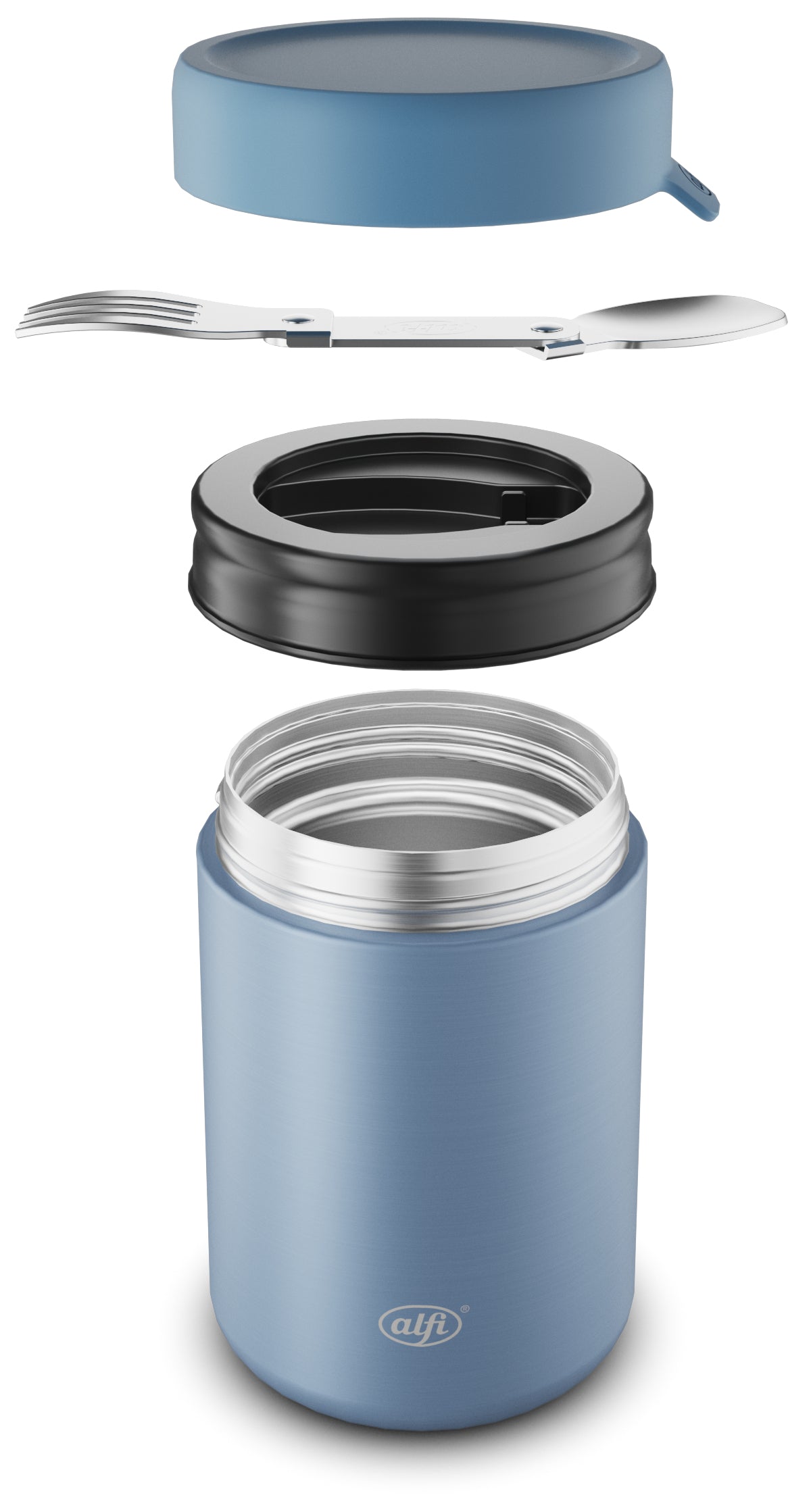 Alfi Thermobox – 350 ml, 8,8 × 8,8 × 13,3 cm, Edelstahl, Hellblau, mit Schwenkverschluss
