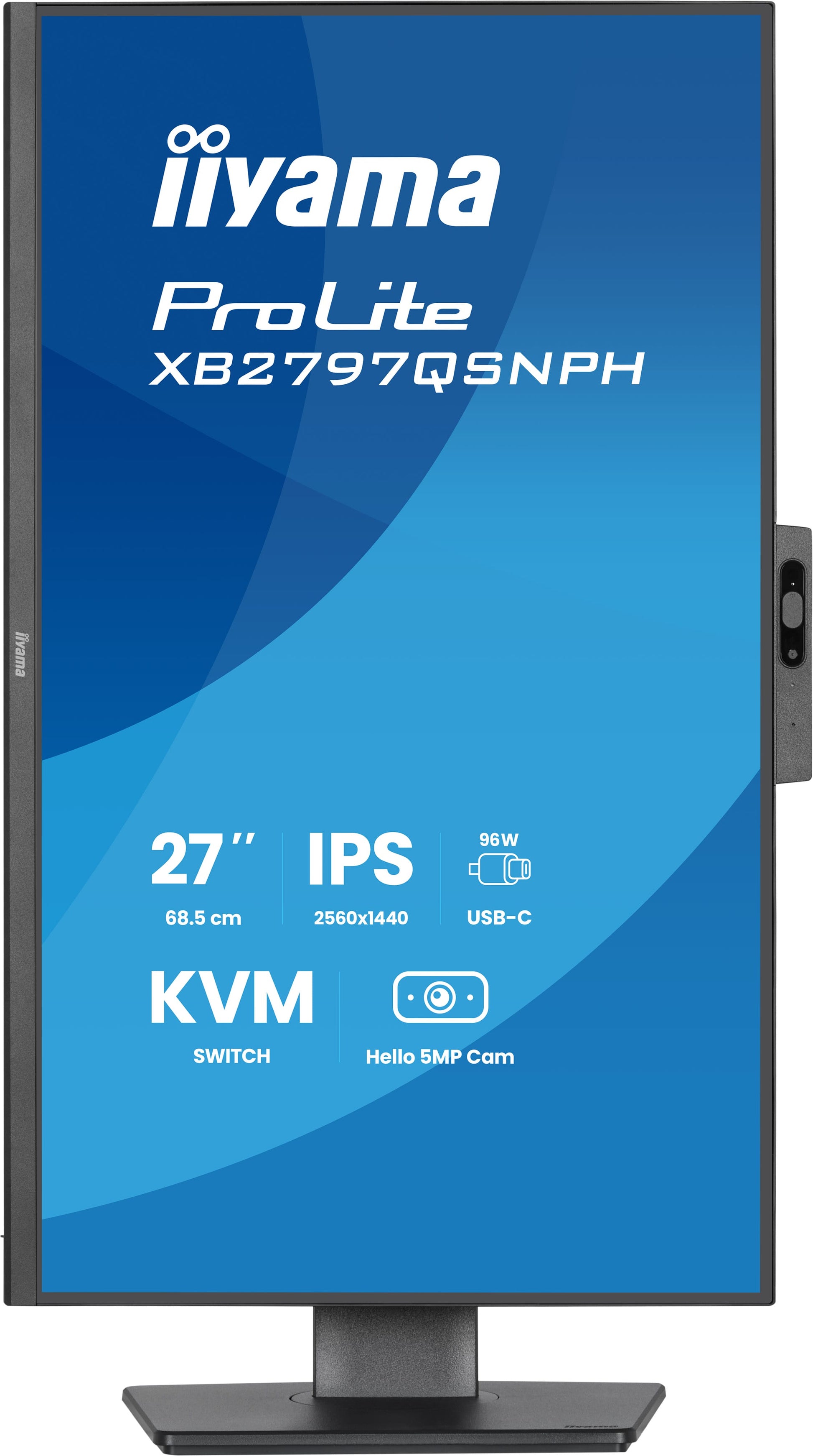 iiyama XB2797QSNPH-B1 – 27", 2560 × 1440 (WQHD), IPS, USB-C 96 W, Webcam, KVM, LAN