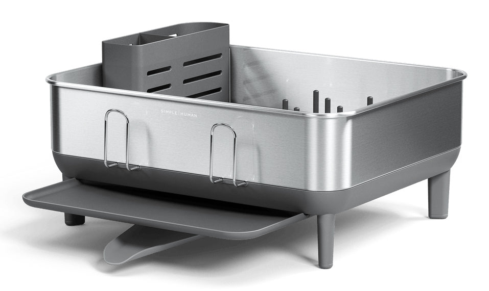 simplehuman Abtropfgestell 39,4 × 38 × 19 cm, Edelstahl, spülmaschinenfest, Silber