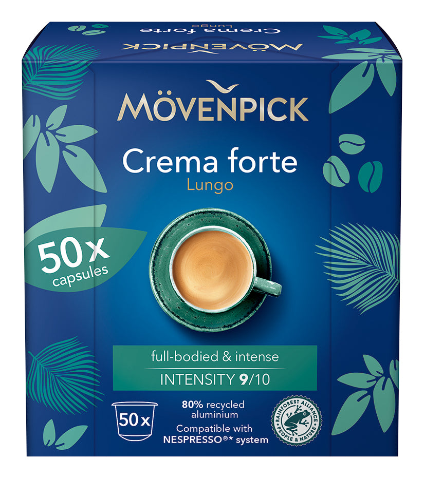 Mövenpick Crema Forte – Kapseln für Nespresso – Lungo, Intensität 9, Dunkle Schokolade, 50 Kapseln