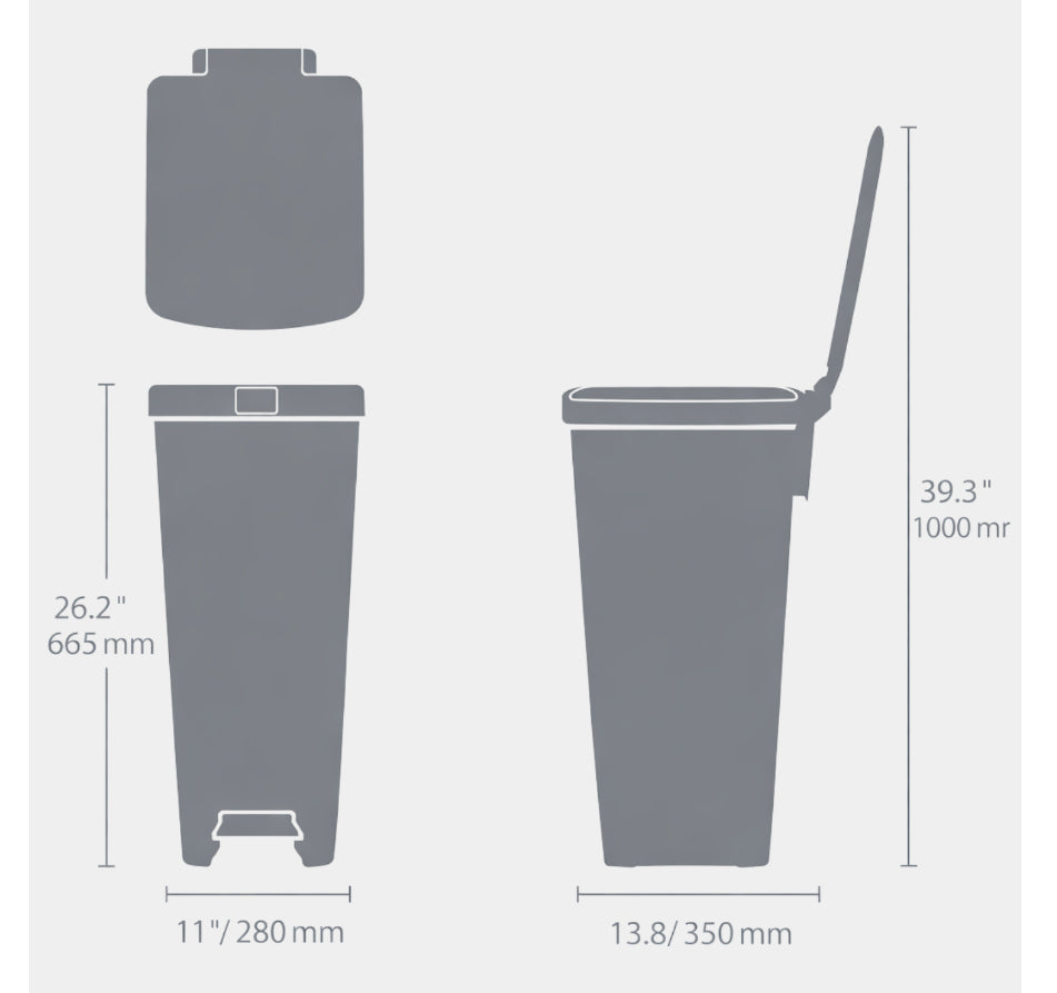 Brabantia StepUp Treteimer – 40 l – Kunststoff, rechteckig – soft beige – Soft-Close