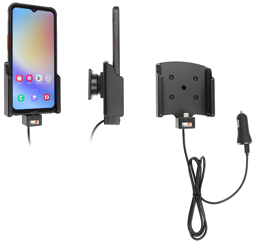 Brodit Active Halter USB-C – Auto-Ladegerät – Ausgang 5/9/12 V, für Samsung Galaxy Xcover 7, Schwarz