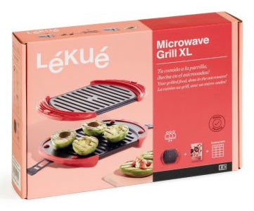 Lékué Mikrowellen-Grill, 20,7 × 27 × 4,4 cm, Silikon, Rot/Schwarz