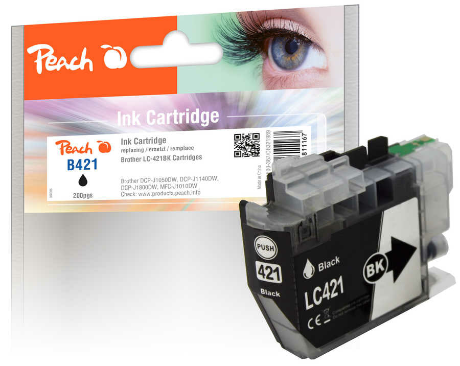 Peach LC-421 Tintenpatronen-Multipack, 5er-Set (Kompatibel) – für Brother DCPJ 1050/1140/1800, MFCJ 1010