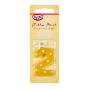 Dr. Oetker Geburtstagskerzen Zahl 2 – Hellgrün – 13,5 cm – 1 Stk