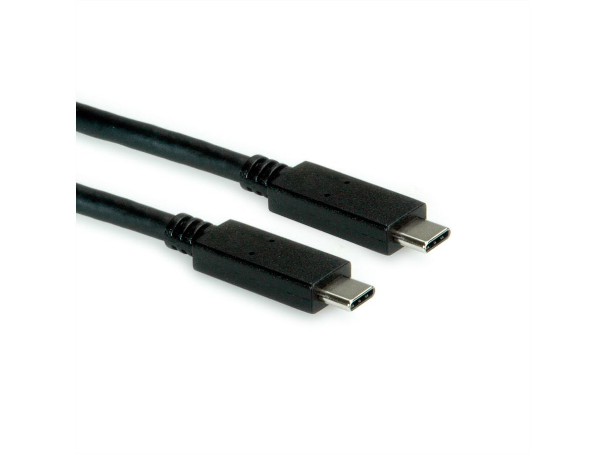 ROLINE GREEN USB-C auf USB-C Kabel – USB 3.2 Gen 2 (10 Gbit/s) – 0,5 m – PD 100 W – E-Marker – Schwarz
