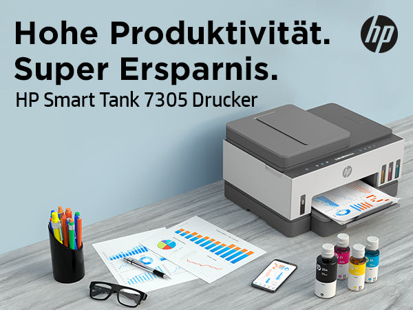 HP Smart Tank 7305 – Farbiger Tintenstrahl-MFP A4, 3-in-1 – USB/LAN/WLAN – Duplex, ADF – 15 ppm S/W