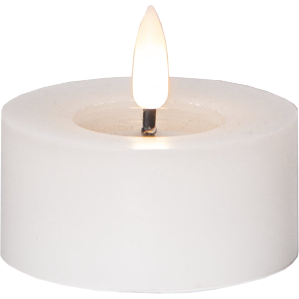 Star Trading Teelicht – 2er Pack, Ø 7 × 5,5 cm, 0,01 W, Warmweiss, Batteriebetrieb, Timer, Weiss