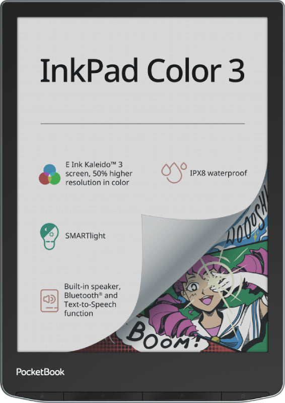PocketBook InkPad Color 3 – 7,8" E-Ink Kaleido 3, 32 GB, IPX8, Schwarz