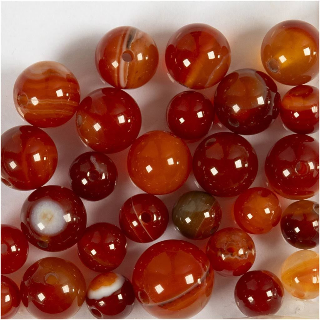 Creativ Company Achatperlen – Orange – Ø 8 mm, Loch 0,9 mm – 25 Stk.