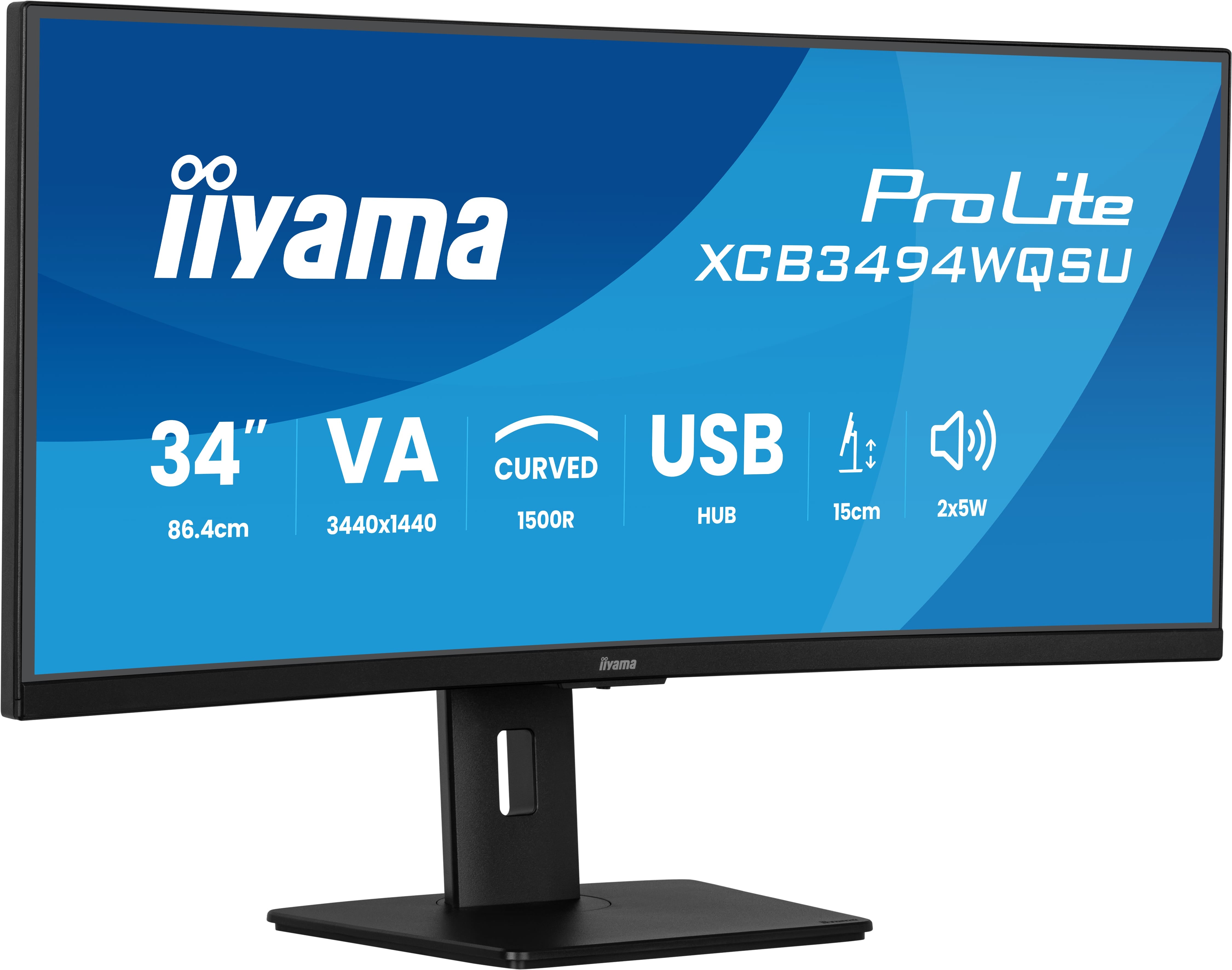 iiyama XCB3494WQSU-B1 – Monitor, 34", 3440 × 1440, 120 Hz, 350 cd/m²