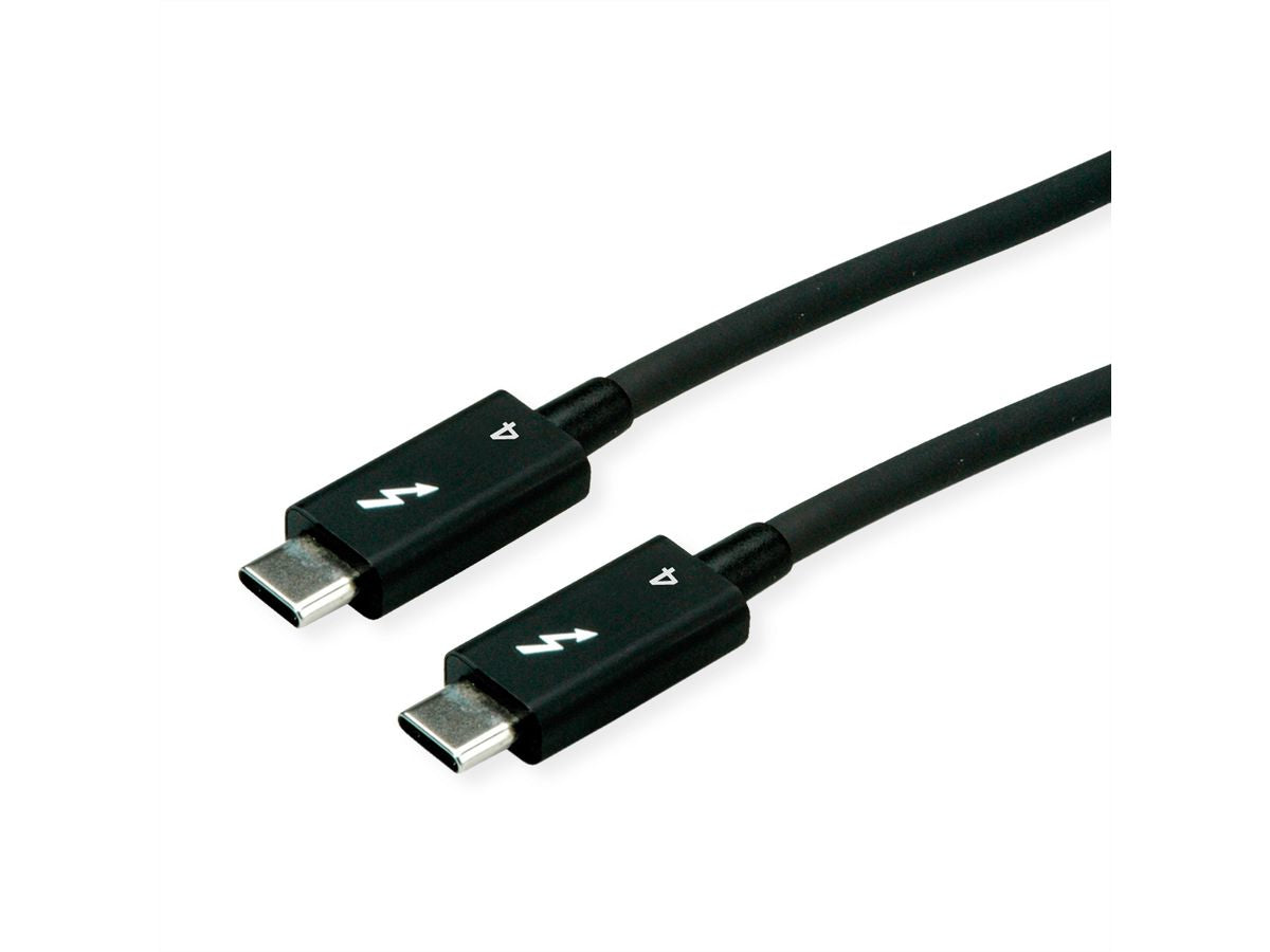 ROLINE Thunderbolt 4 (USB-C) Kabel – 40 Gbit/s – 0,5 m – PD 100 W – passiv – Schwarz – für MacBook und mehr
