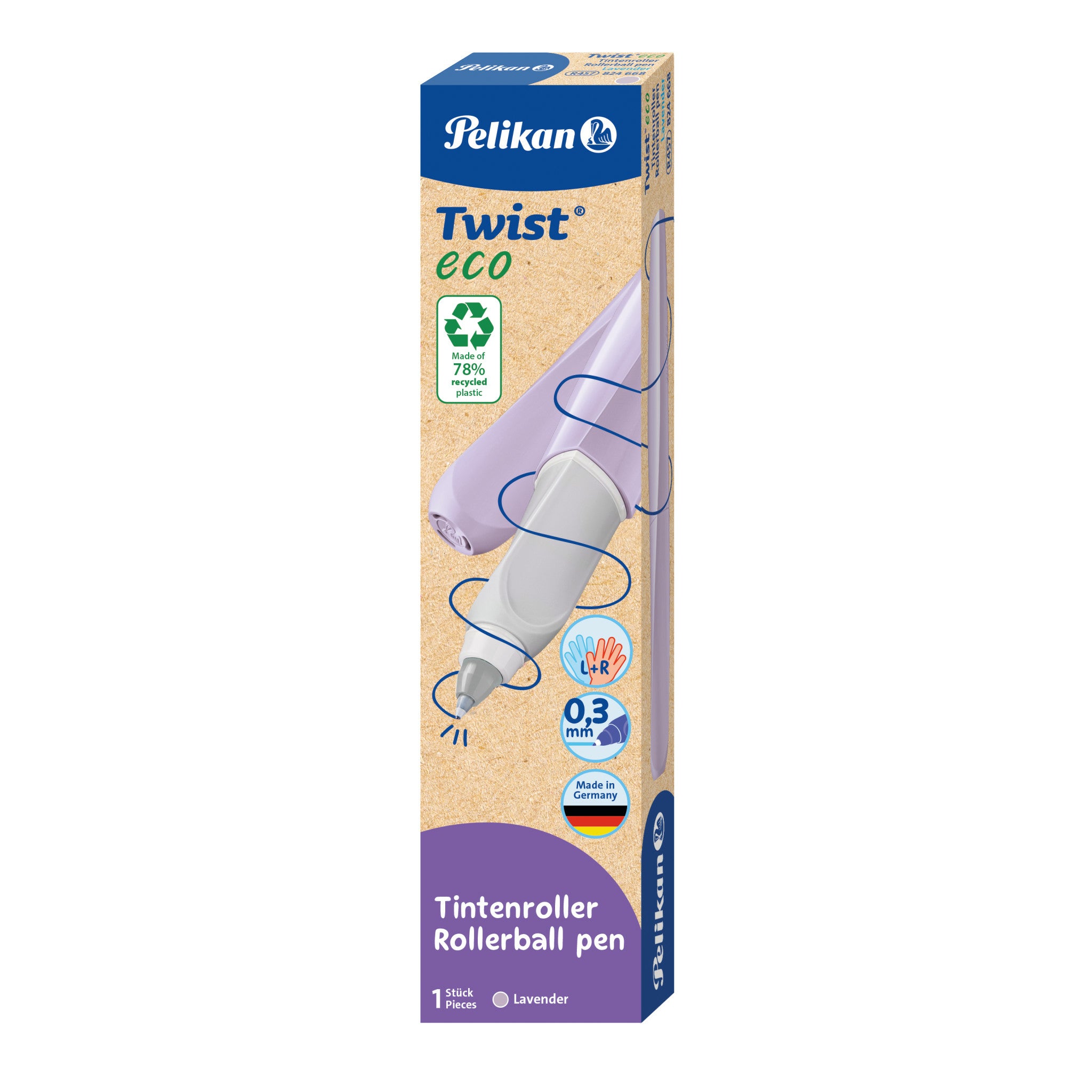 Pelikan Twist eco – Tintenroller, 0,3 mm, blau, Kunststoff, Lavendel