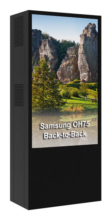 Hagor Bodenständer – 75" – für 2 Displays, Wetterfest, für Samsung OH75 – ScreenOut Pro OH75