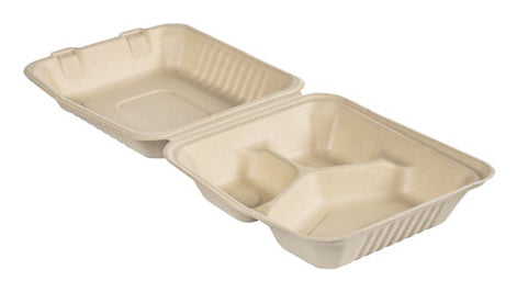 BioPak Take-away-Box Bagasse (Zuckerrohr), 200 × 225 × 45 mm – braun – 200 Stk.