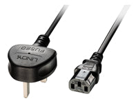 Lindy Netzkabel – UK (Typ G) Abgewinkelt – IEC C13, 2 m, Schwarz