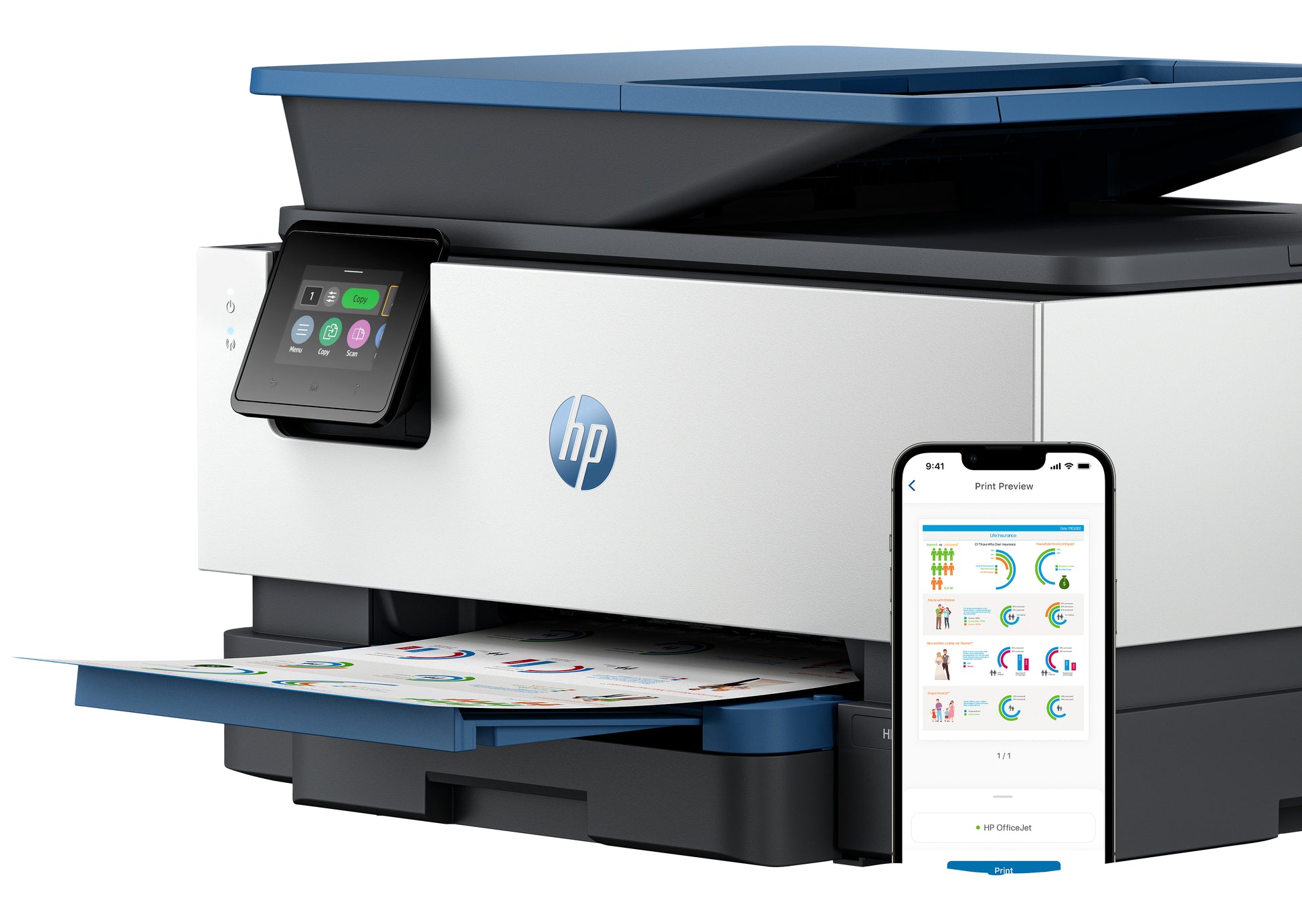HP Officejet Pro 9125E – Farbtintenstrahl-Multifunktionsdrucker, A4, 4-in-1, Duplex, ADF, WLAN/LAN, AirPrint