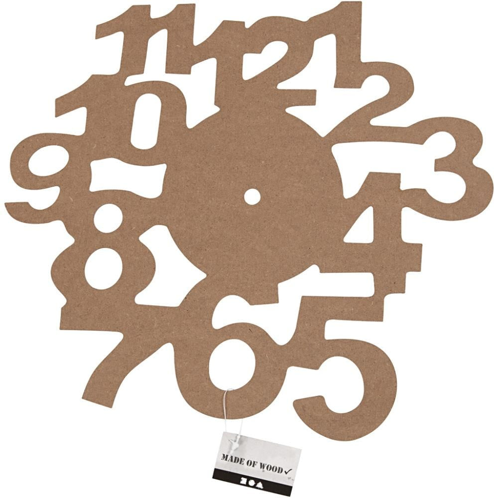 Creativ Company Holzrohling, Holz, Ziffernblatt, 30 × 30 cm, 3 mm, 1 Stk.
