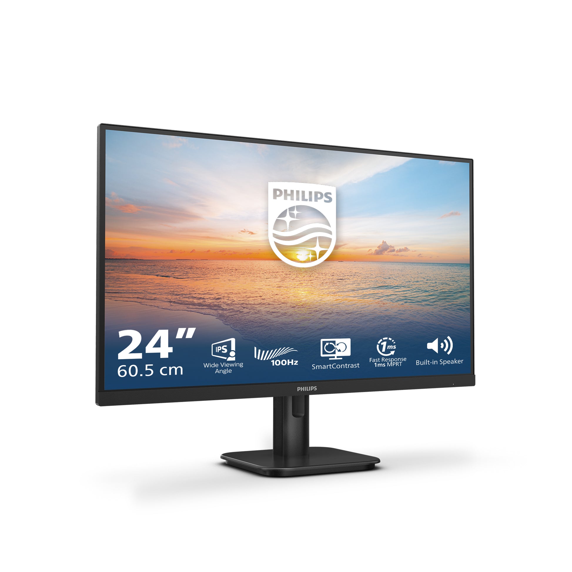 Philips 24E1N1200A/00 – Monitor, 23,8", IPS, 120 Hz, 300 cd/m², Eingebaute Lautsprecher, Schwarz