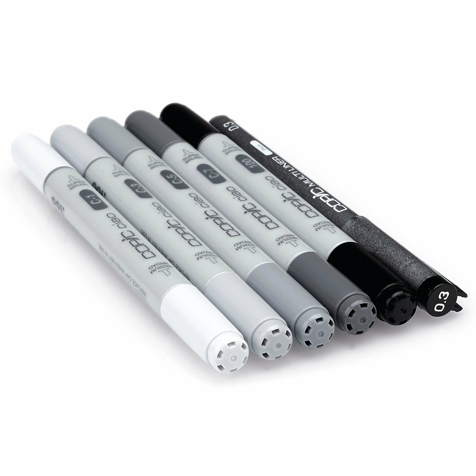 Copic Ciao Permanentmarker – Keil-/Pinselspitze – Coole Grautöne (grau, hellgrau), 6er-Set