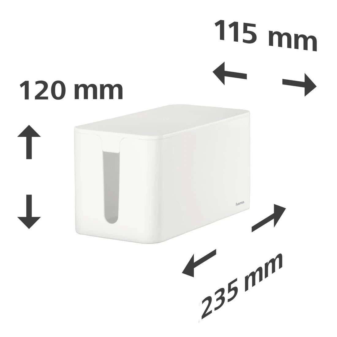 Hama Kabelbox – 230 × 118 × 115 mm, Kunststoff, Weiss, für Kabel bis Ø 15 mm