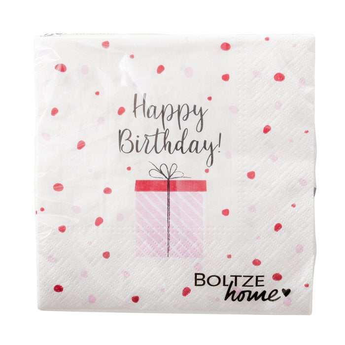 Boltze Servietten Happy Birthday – 17 × 17 cm, 3-lagig – 20 Stück