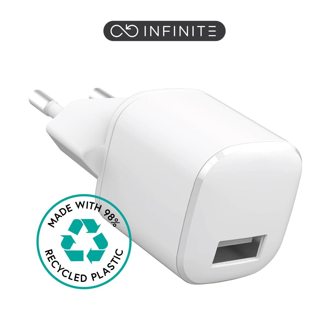 eSTUFF INFINITE GRS USB-Ladegerät 12 W – USB-C×1, USB-A×1 – EU-Stecker (Typ C) – für Smartphone – Weiss