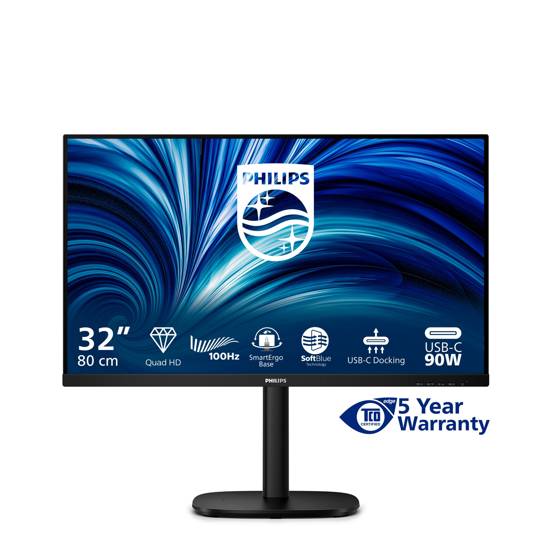 Philips 32B2U3601/00 – Monitor, 32", VESA 100 × 100, Schwarz