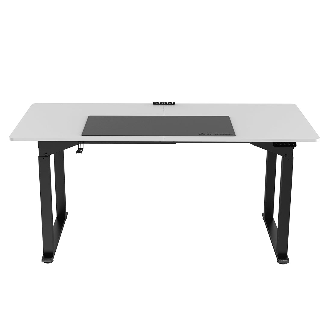 Ultradesk Uplift Gaming-Tisch – 160 × 75 cm, höhenverstellbar, weiss/schwarz, Stahl