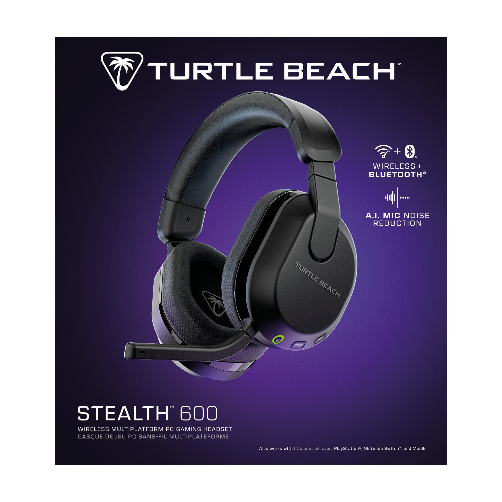 Turtle Beach Stealth 600 GEN3 – Kabelloses Gaming-Headset (USB-A 2,4 GHz, Bluetooth 5.2) – Schwarz – bis zu 80 h