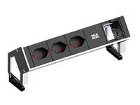 Bachmann DESK 2 Tischsteckdosenleiste, 3×T13, 0,2 m, 1×GST18 Keystone-Modul – weiss