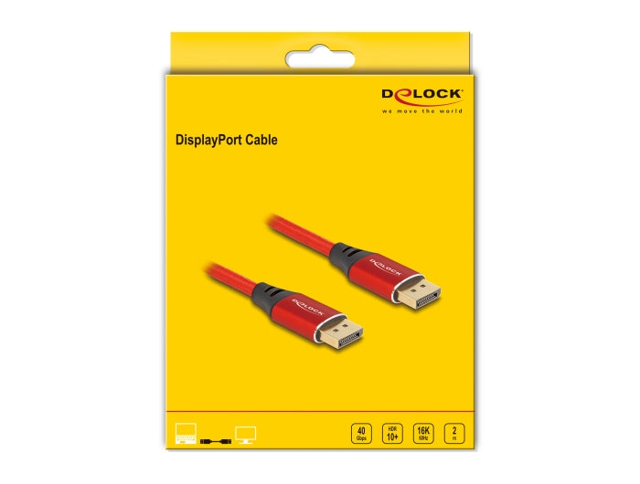 DeLOCK DisplayPort Kabel DP 2.1 16K 60 Hz – 2 m – Rot