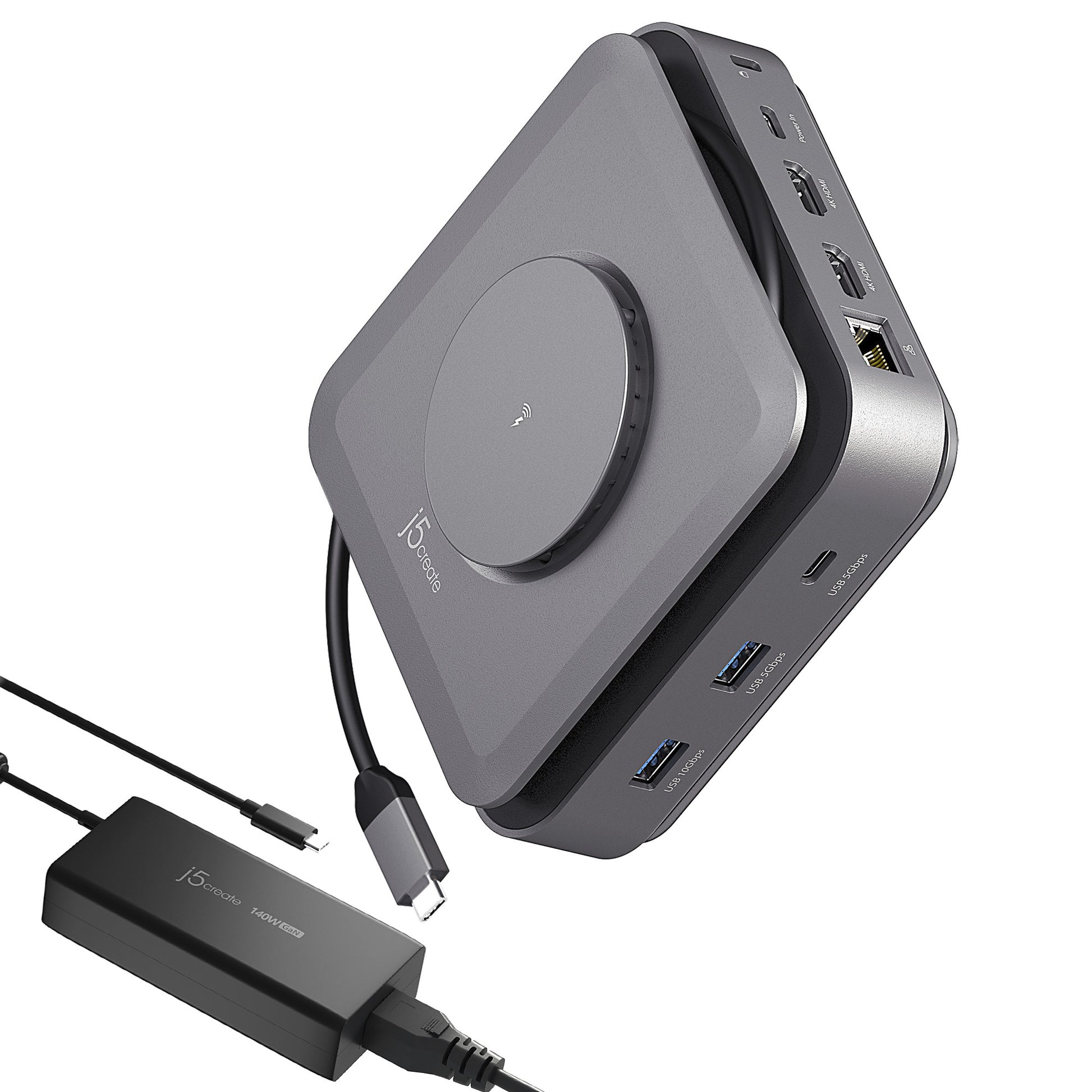 j5create JCD3199P Dockingstation – USB-C, 2× HDMI, 2× USB-A, 3× USB-C, 140 W PD, GbE, für Windows/Mac