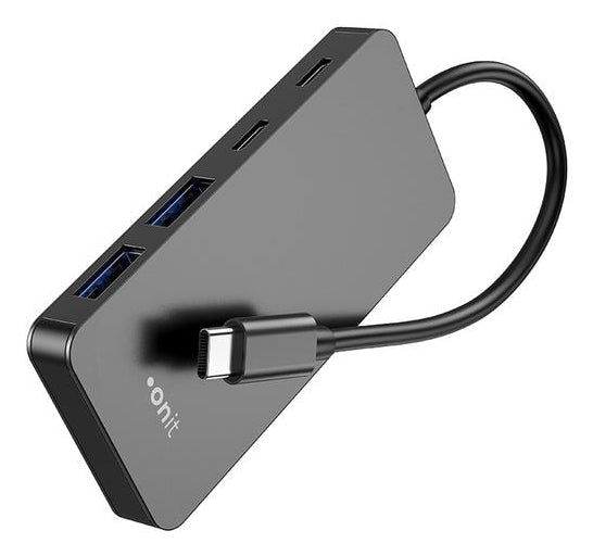 ONIT F01259 USB-Hub – USB-C, 2× USB-A, 2× USB-C, 15 W PD, für Windows/Mac/ChromeOS