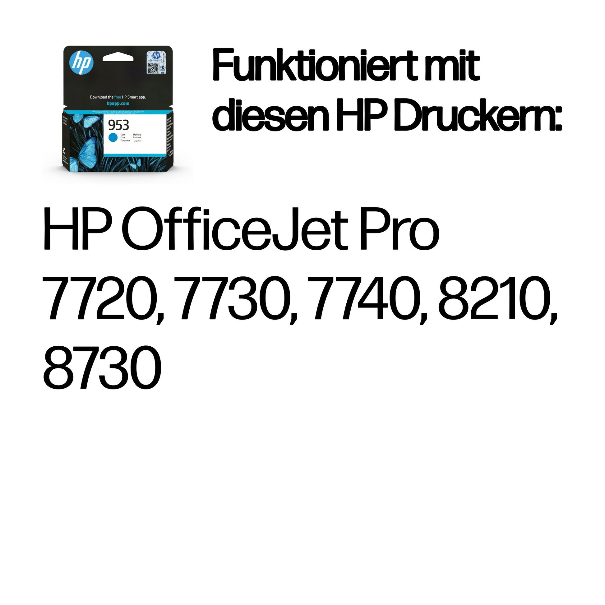 HP 953 Cyan Tintenpatrone (Original) – 630 Seiten – für OfficeJet Pro 7720/7730/7740, 8210, 8720/8730