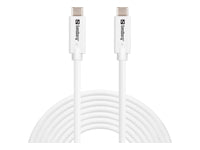 Sandberg USB-C auf USB-C Kabel – USB 3.2 Gen 2 (10 Gbit/s) – 5 m – PD 100 W – Weiss