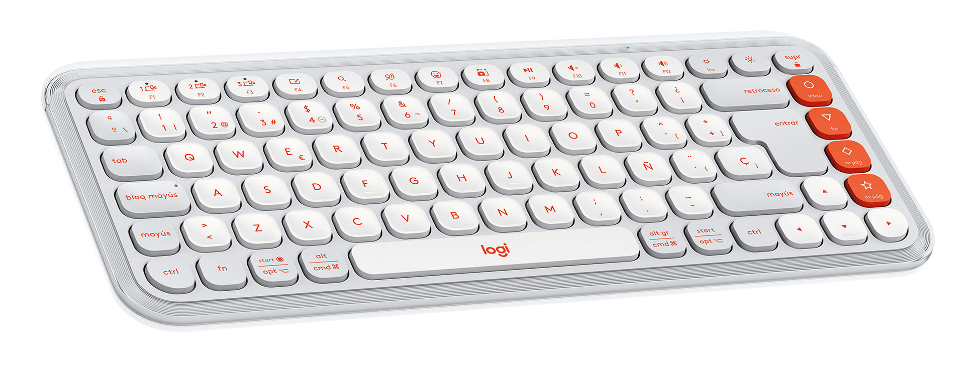 Logitech POP Keys – Mini Tastatur – Scherenschalter – Bluetooth 5.1 – QWERTY (ES) – Weiss – Ohne Ziffernblock