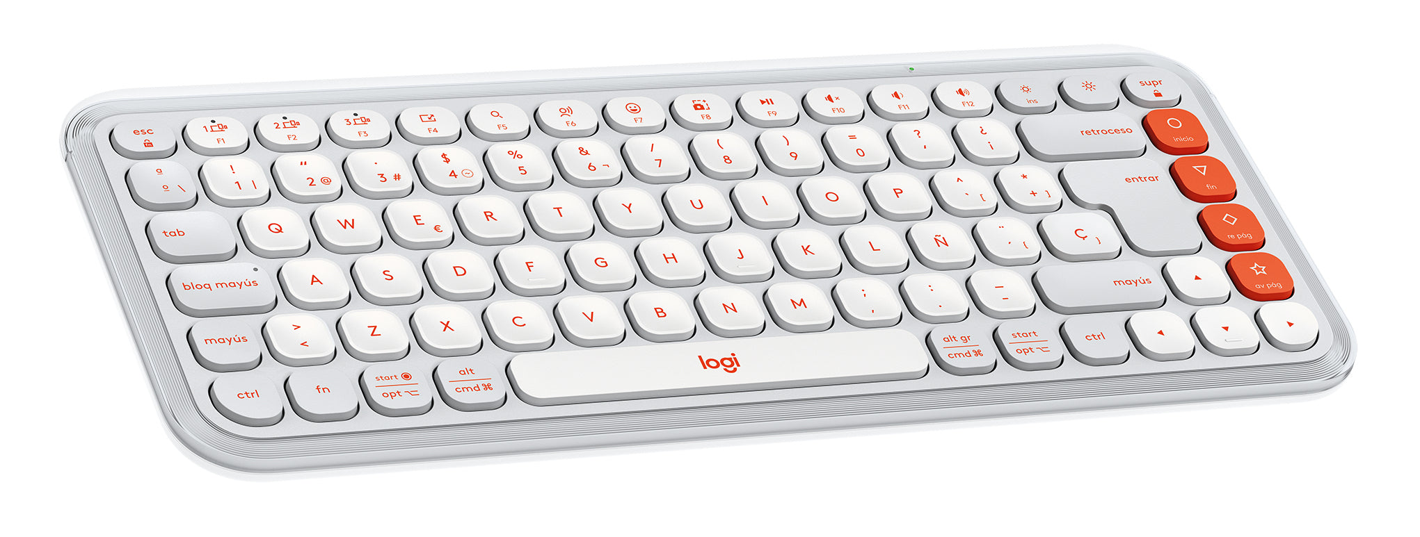 Logitech POP Keys – Mini Tastatur – Scherenschalter – Bluetooth 5.1 – QWERTY (ES) – Weiss – Ohne Ziffernblock