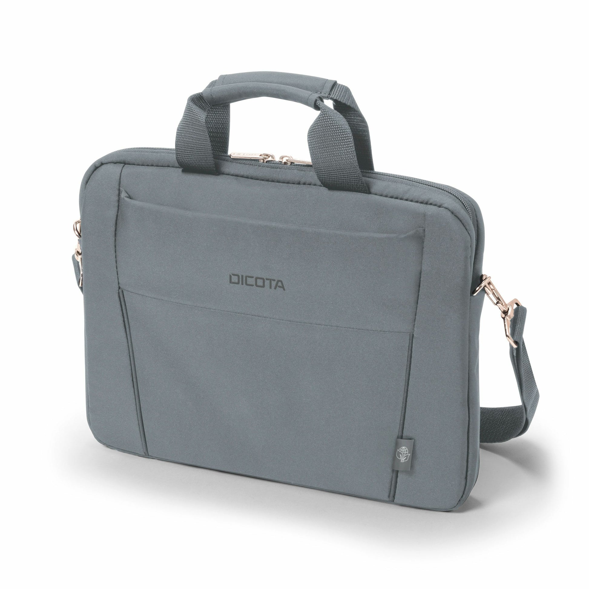 DICOTA Notebook-Tasche für bis 14,1" – abnehmbarer Schultergurt, aus recyceltem PET – Grau