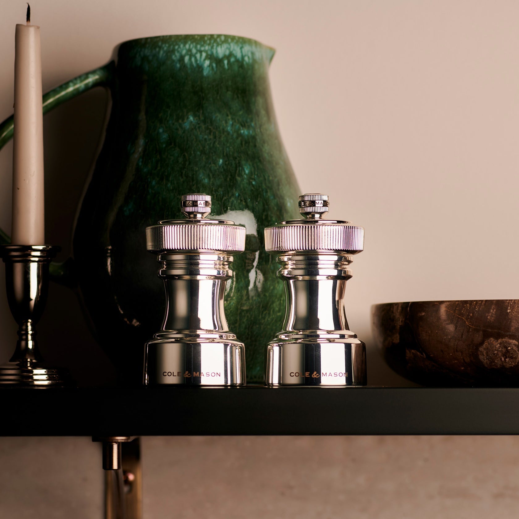 Cole & Mason Hoxton – Salz- und Pfeffermühle 2-teilig, Ø 5,5 × 10,4 cm, Edelstahl/Zamak, Silber