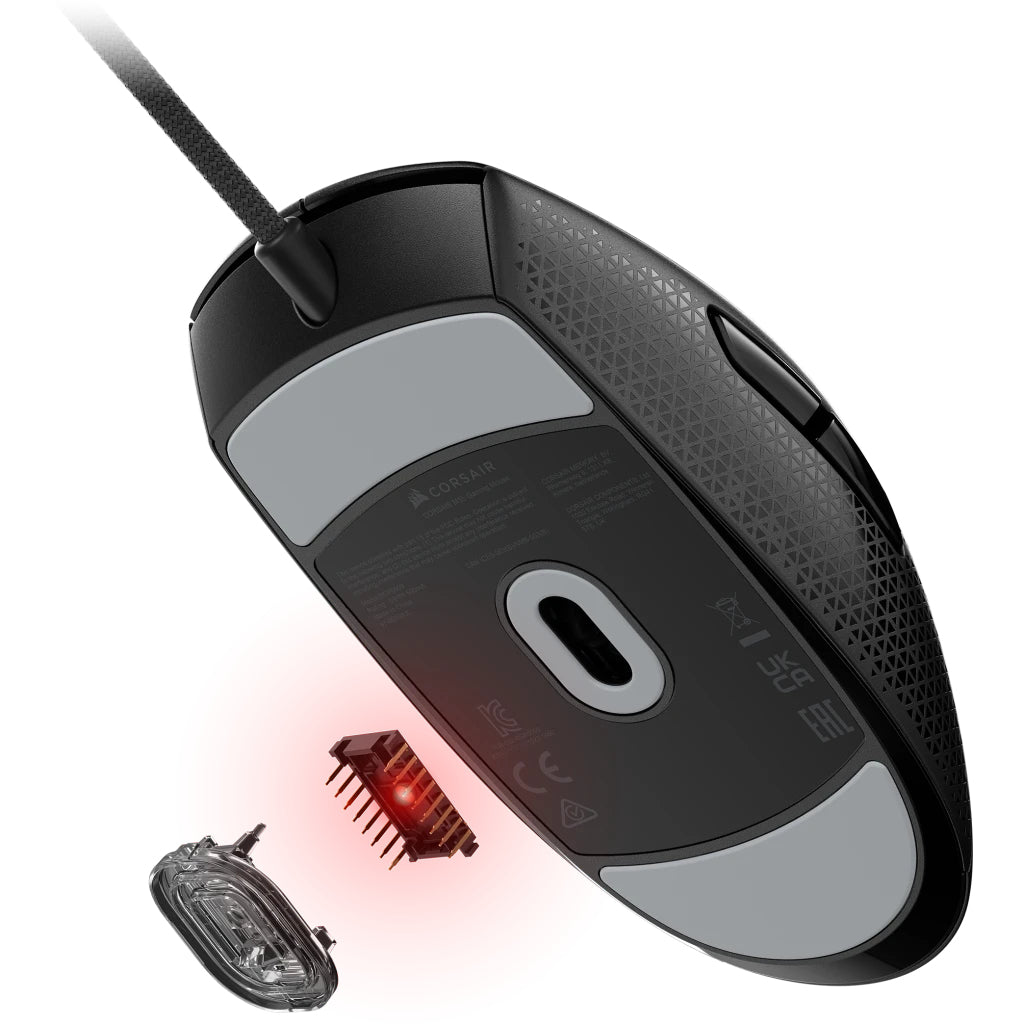 Corsair M55 Gaming-Maus – kabelgebunden, USB-A, 16'000 dpi, 6 Tasten, beidhändig, RGB-Beleuchtung, schwarz