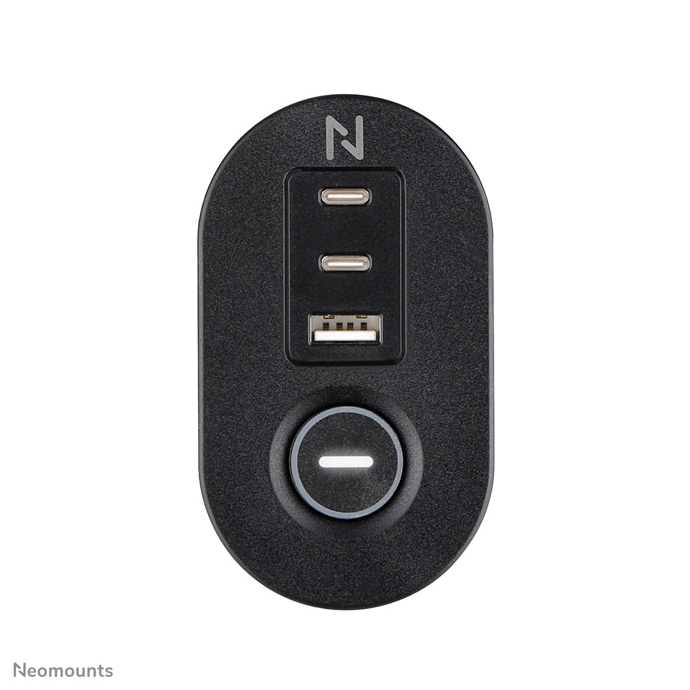 Neomounts DS22-840BL6 – Tisch-Steckdose mit Klemme, 3× 230 V, 2× USB-A + 2× USB-C (PD), 1,4 m, Schwarz