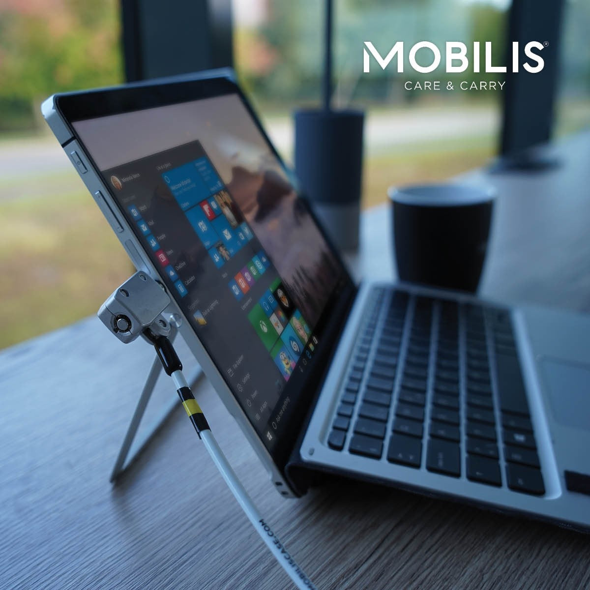 Mobilis Notebook-Kabelschloss, 1,8 m Kabel, Stahl, 4 mm, 3 Schlüssel – für Laptop – Weiss
