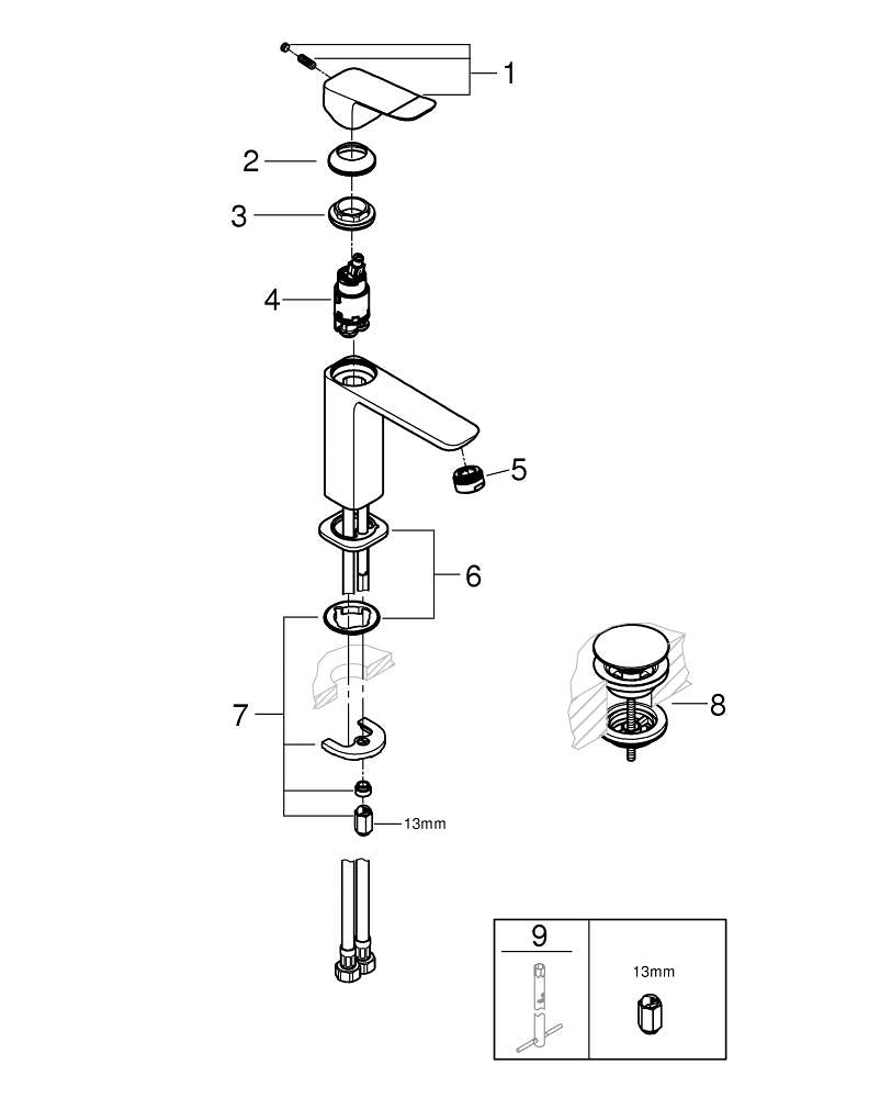 GROHE Dice ES Unterputz-Badebatterie – Einhebelmischer, Messing, Chrom