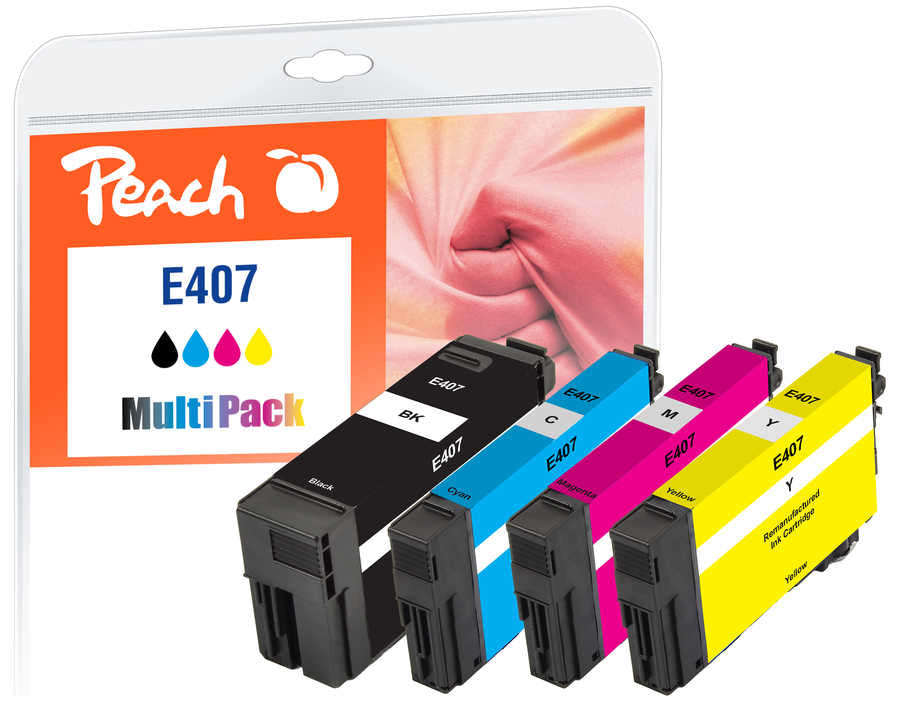 Peach Tintenpatronen-Multipack, cyan, 1×43 ml + 3×23 ml, kompatibel – für Epson WorkForce Pro WF-4745 DTWF