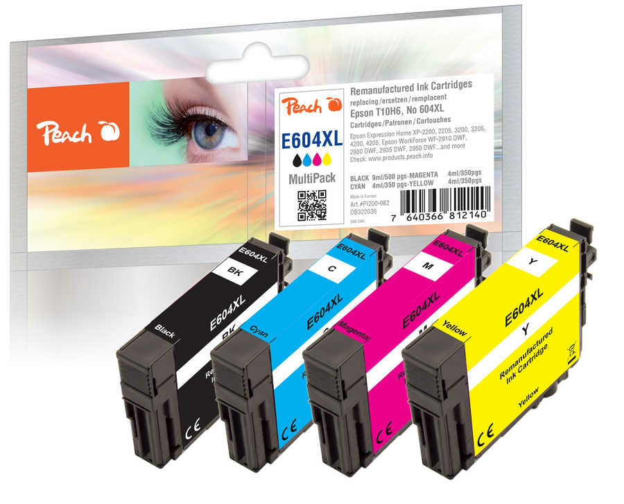 Peach Tintenpatronen-Multipack 604XL, XL, Kompatibel – für Epson XP-2200, Epson XP-3200, Epson WF-2910 und andere
