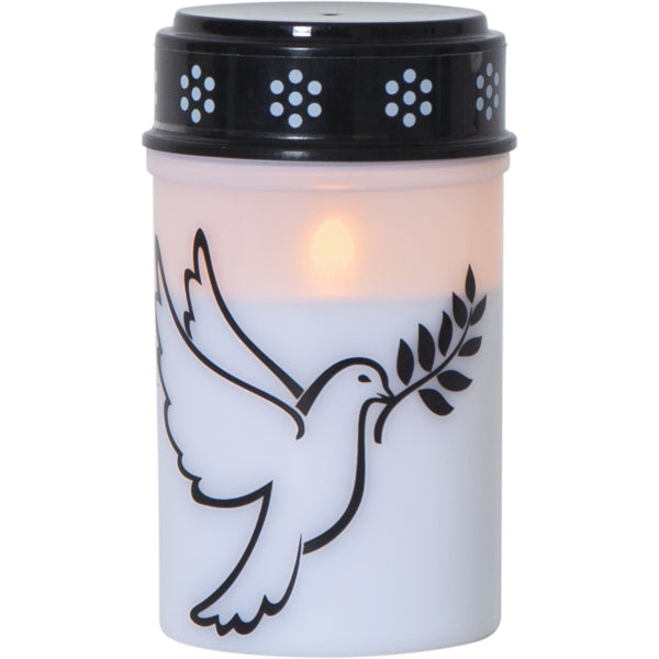 Star Trading Grablicht Taube – Ø 7,5 × 12,5 cm – Kunststoff, weiss, Timer 6/18 h